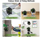 Gafas protectoras para nivel láser 3D de 12 líneas, verticales y horizontales, cubierta protectora de vidrio, accesorios y herramientas de medición.