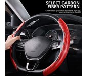 Protector de cuero y fibra de carbono para volante de coche, cubierta de refuerzo de rueda de PVC de cuero de microfibra 1K, antideslizante, Universal, 1 par negro