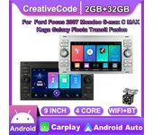 Android Car Radio Reproductor Multimedia Estéreo 2 DIN Para Ford Focus 2007 Mondeo S-max C MAX Kuga Galaxy Fiesta Transit Fusion Carplay BT GPS Wifi 2+32GB 1+16GB negro