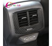 Embellecedor de cubierta de panel de salida de ventilación de aire acondicionado trasero de automóvil para Volkswagen VW T-roc Troc 2018-2022 Adhesivo para panel de aire acondicionado negro de fibra de carbono