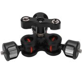 Brazo articulado de tres cabezales esféricos para cámara con rotación de 360 grados y tornillos de 14 a 38 pulgadas para