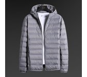 Chaqueta acolchada de plumón para hombre, abrigo ligero de primavera y otoño, abrigo ligero con capucha de pato blanco XXL azul oscuro