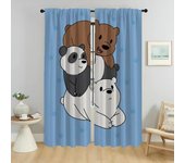 Cortinas opacas con diseño de osos que protegen la vista de la cámara, cortinas para ventanas, 2 paneles, para el interior del hogar, sala de estar y niños W50xH70cmx2pcs