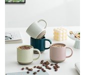 Vasos pequeños de cerámica esmerilada blanca de diseño moderno personalizado, base sin esmaltar, taza de café moteada con asa, taza de cerámica moteada 150ml color rosa