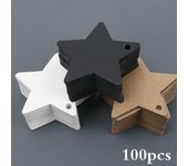 100 Uds estrella de cinco puntas etiqueta de boda de Navidad tarjeta de regalo para fiesta etiquetas colgantes adornos de Navidad negro