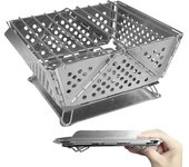 Estufa de leña portátil de acero inoxidable, miniparrilla plegable para barbacoa, quemador de leña portátil, parrilla de carbón para barbacoa, accesorio para acampar blanco