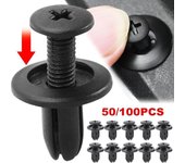 10/30/50/100 Uds. Remaches de plástico de 8mm, tornillos de sujeción, parachoques de coche, guardabarros, remaches negros, Clips de sujeción para Toyota Focus Kia Nissan Yamaha 10PCS