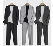 Trajes casuales de negocios ligeros para hombre (primavera/verano): chaquetas elegantes y holgadas M gris claro