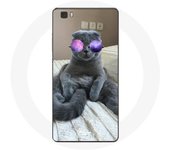 Coque pour Huawei P8 Lite Chat avec Lunettes de vue violettes