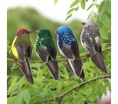 Adornos de jardín, plumas de espuma, gorrión realista, pájaros artificiales, modelo animal de simulación. 1 PC azul