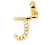 Les Trésors De Lily [M8787] - Colgante chapado en oro 'Letra J' oro blanco - 21x10 mm oro