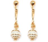 Les Trésors De Lily [M8753] - Pendientes chapados en oro 'Perla' oro blanco - 30x6 mm oro