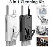 Kit de limpieza de teclado 8 en 1, cepillo limpiador de auriculares para AirPods, computadora, tableta, computadora portátil, pantalla de TV, herramientas de limpieza de teléfono móvil 1PCS gris
