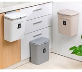 Bote de basura doméstico para puerta de gabinete de cocina, cubo de basura de montaje en pared, 2,4 galones/9L gris