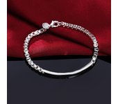 S925 Regalo de San Valentín de alta calidad de plata esterlina Hermosa cadena de 4 mm Pulsera de joyería de color plateado para fiesta de bodas de mujer 20cm plata