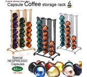 Soporte de torre para cápsulas de café, soporte para cápsulas de almacenamiento de 42 cápsulas Nespresso negro