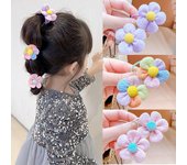 Bonita banda para el pelo con flores de colores: Coletero elástico y suave para niñas y bebés, accesorio perfecto para el cabello para todas las ocasiones flower hair band color rosa