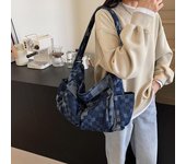 Bolso de hombro de gran capacidad, bolso cruzado de viaje de mezclilla para mujer, bolso de clase para estudiantes azul