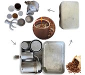 Juego de café para acampar de colección, muy raro, juego vintage para preparar café al aire libre, máquina portátil One Size