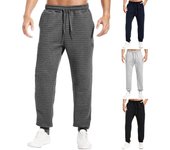 Pantalones deportivos casuales a cuadros de color liso para hombre, nueva moda de otoño e invierno, ropa para hombre S negro