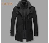 Abrigo de lana para hombre, chaqueta de color liso con cuello alto doble, manga larga, botonadura sencilla y bolsillos, ropa de abrigo de longitud media para otoño e invierno M camello