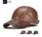 [NORTHWOOD] gorra de béisbol de cuero genuino de piel de vaca de alta calidad gorra de camionero de invierno para hombre 56-60cm marrón oscuro