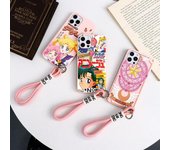 Funda de teléfono con cordón y correa de Anime Sailor Moon para iPhone 13, 11, 12 Pro Max, XS, XR, X, 6, 6s, 8, 7 Plus, SE20, funda suave para chica hermosa iPhone SE 2022