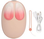 Calentador de manos eléctrico con forma de conejito, recargable por USB, 2 velocidades, temperatura ajustable, portátil color rosa