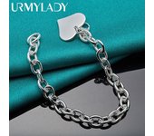 Pulsera con colgante de corazón de amor de plata de ley 925 para mujer, joyería de moda para bodas y fiestas. 20cm