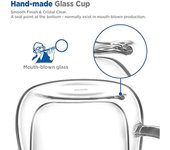 Tazas de café de vidrio de 2x350ml, vasos de doble pared con Asa, tazas de vidrio de borosilicato para té, café, leche, Latte,Macchiato 9x9x11cm