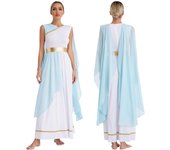 Disfraz de Halloween griego romano para mujer, vestidos de fiesta, disfraz de reina egipcia S azul claro