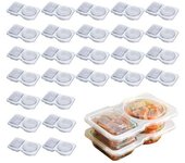 5/15/25/35 piezas Contenedor de condimentos de doble compartimento con tapa Caja portátil reutilizable para servir salsas y condimentos de grado alimenticio Suministros de cocina 5pcs