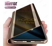 Funda de teléfono con tapa y espejo chapado para POCO F6 M6 X6 F5 X5 X3 X4 Pro 5G X3 NFC X4 F4 GT, funda de cuero con soporte para POCO M4 M3 Pro For POCO X3 (Pro) púrpura