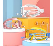 Gafas de natación para niños de 2 a 16 años, gafas de natación para jóvenes con visión amplia, sin fugas, antivaho, para piscinas con aguas cristalinas