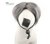 Peluca para mascotas, gatos, perros, disfraz de cosplay, diseño de banda elástica ajustable, divertido tocado para mascotas DIY gris