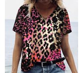 2024 Camiseta de lujo para mujer, camiseta con estampado de tigre en 3D, ropa de talla grande para mujer, camiseta de manga corta a la moda, camiseta con cuello en V para mujer XL