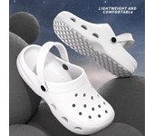 Zuecos para mujer, novedad de 2024, sandalias de plataforma gruesa, cómodas sandalias con tacón de cuña y agujeros, zapatillas de playa para parejas, zapatos casuales tipo chanclas 38-39 negro