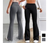 Pantalones de tiburón Micro acampanados para mujer, mallas ajustadas, pantalones de Yoga para mujer, pantalones de pierna ancha de cintura alta, pantalones acampanados deportivos para gimnasio, pantalones de baile XL negro