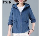 Chaqueta con capucha de manga larga holgada para otoño e invierno para mujer M azul