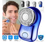 Mini afeitadora eléctrica mejorada para hombres, máquina de afeitar de bolsillo de viaje con pantalla digital, recortadora de barba facial recargable lavable, maquinilla de afeitar para barba facial negro