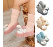 1 par de calcetines para bebés de 1 a 3 años, diseño de muñeco de dibujos animados, para todas las estaciones, calcetines antideslizantes para niños y niñas, calcetines para caminar por primera vez para bebés L caqui