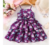 Vestido de moda para niñas, vestido de verano para niñas, vestido de princesa con hombros descubiertos. 130cm púrpura