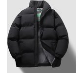 Chaqueta deportiva gruesa de invierno para hombre, chaqueta de algodón de manga larga con cuello alto y tendencia de moda, chaqueta informal cálida y cómoda M negro