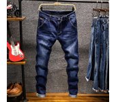 Pantalones de mezclilla delgados ocasionales de los hombres lavados pantalones de lápiz de trabajo de hip hop pantalones vaqueros 28 negro