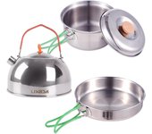Utensilios de cocina plegables para acampar de acero inoxidable para 1 o 2 personas, olla para cocinar, sartén adecuada para todos pan and pot