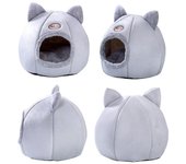 Tienda para mascotas, cama cueva para gatos/perros pequeños, tienda de campaña para gatos 2 en 1 autocalentable de terciopelo/cama para gatitos/cabaña para gatos con M gris