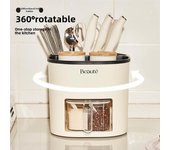 Organizador de cocina giratorio: Porta cuchillos, estante para palillos, tarros de especias y caja de condimentos