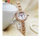 Reloj de pulsera de diamantes de alta calidad para damas de KINGNUOS Reloj de pulsera exquisito con números romanos para damas