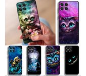 Funda de teléfono de TPU negra para Realme C21Y C20 C11 C15 C12 C35 C21 C25 C3 XT GT Narzo30A Alicia en el país de las maravillas Gatos de Cheshire Funda Realme C1(Oppo A3s)