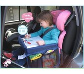 Bandeja impermeable para asiento de coche CHIZIYO, para guardar juguetes de niños, soporte para cochecito de bebé, 2 colores azul oscuro